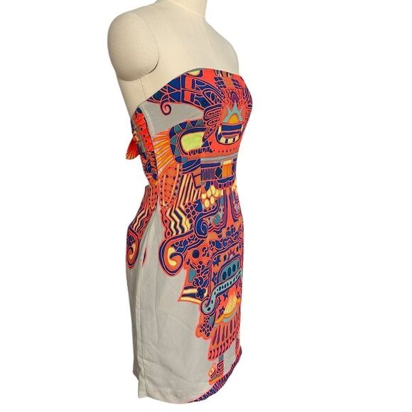 Mara Hoffman Neon Aztec Strapless Mini Cocktail Dress | Size 6 - Picture 5 of 10